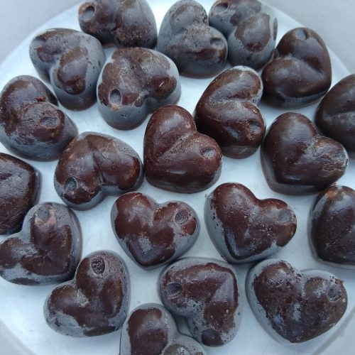 Homemade heart shaped chocolates