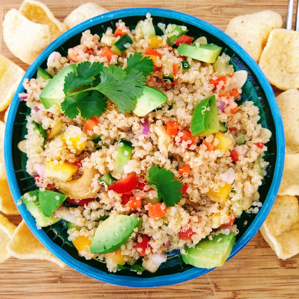 Quinoa Salad with lentil curls