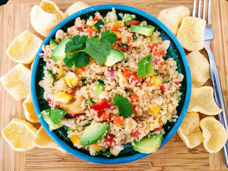 Quinoa Salad with lentil curls